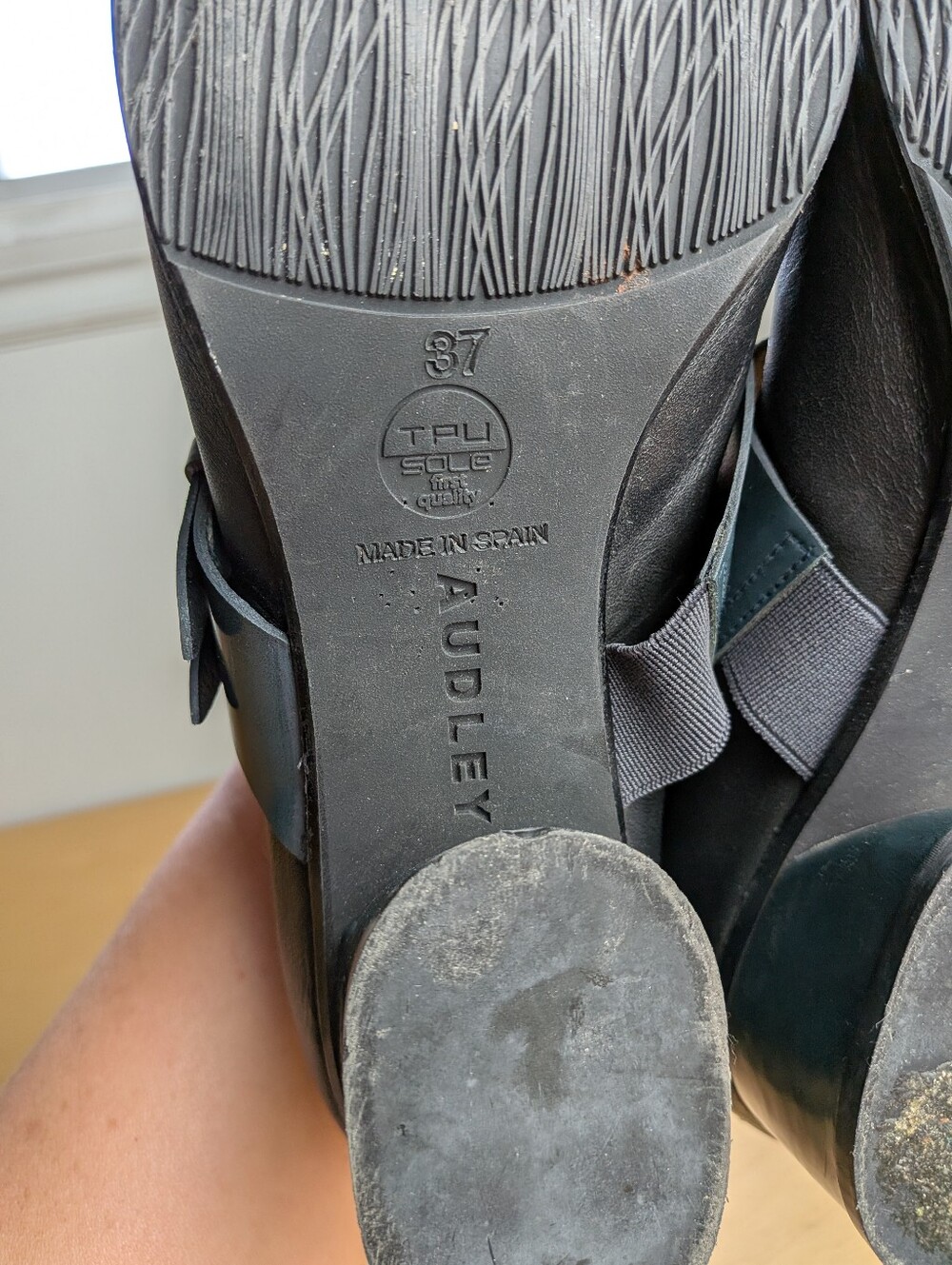AUDLEY LONDON Heel Women Shoes Black Leather Blue Strap Size 37 = 7 US - Picture 10 of 12